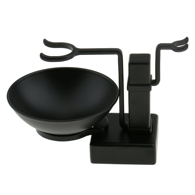Soporte para afeitar Sunnimix con portaescobillas y tazón de afeitar de aleación negro 10x16cm