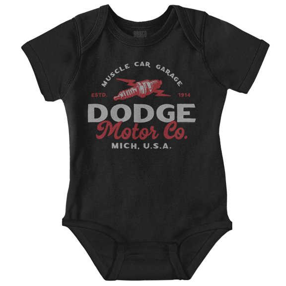 Dodge Motor Co. Muscle Car Garage Romper Boys or Girls Infant Baby Brisco Brands NB