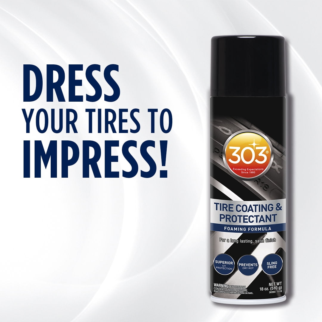 303 Tire Coating & Protectant - Sling-Free Formula - For A Long Lasting Satin Finish - Prevents Tire Dry Rot - Superior UV Protection, 18 fl. oz. (30393)