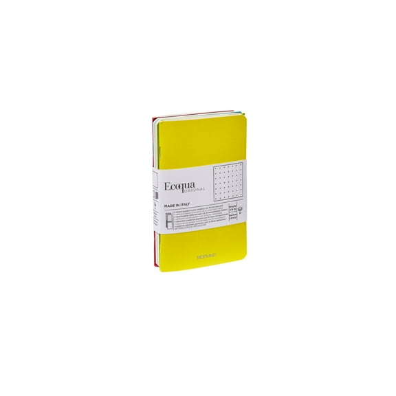 Fabriano EcoQua Original Pocket Notebook Sets, 4 Notebook Pack, Dot, 3" x 5", 38/Shts., 85gsm, Staple Bound, Spring Colors