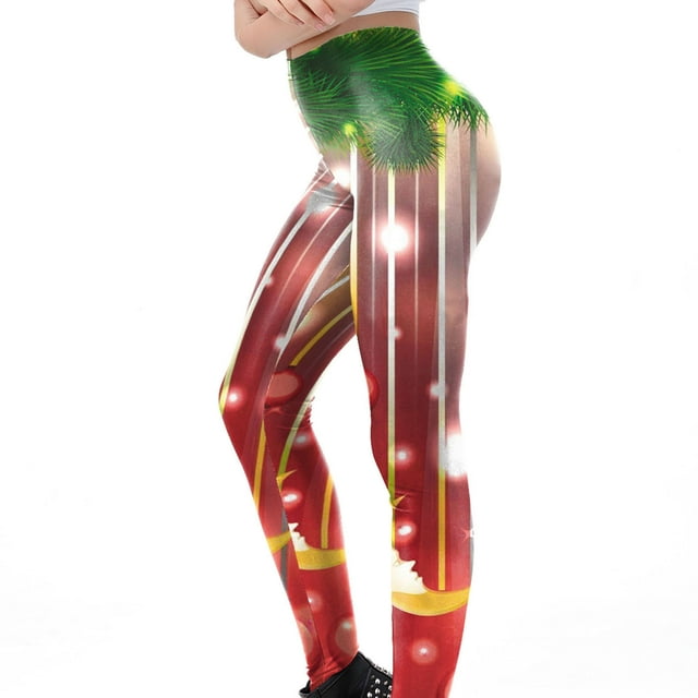 Mujeres Niñas Navidad Leggings Flaco Navidad Jingle Bell Impreso Cintura alta Elástico Medias Pantalones Pantalones de yoga Fridja nalpqowj15967