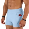 thumbnail image 6 of Compression Shorts Men with Pocket Spandex Running Shorts Sport Athletic Workout Performance Underwear Light Blue M, 6 of 6
