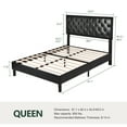 thumbnail image 4 of Amolife Queen Faux Leather Upholstered Platform Bed Frame with Adjustable Headboard, Diamond Button Tufted Style, Black, 4 of 7