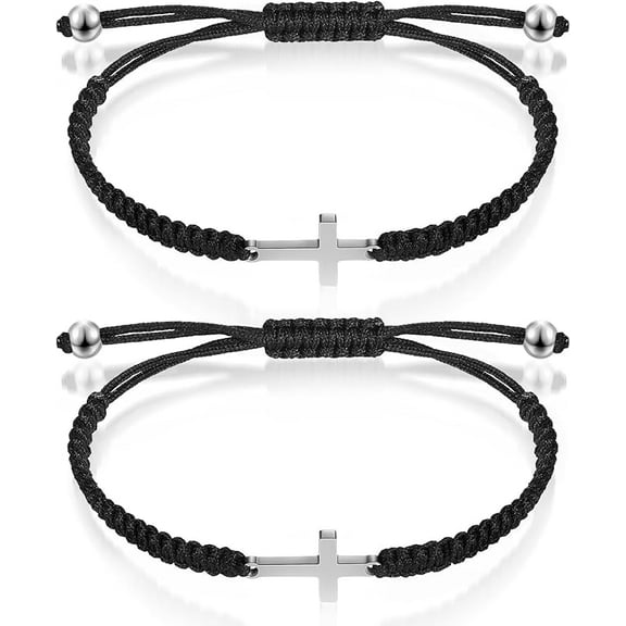 Cross Friendship Bracelet Adjustable Braided Rope Jesus Christian Cross Bracelets Matching Couple String Lucky Strand BFF Wristband for Women Men Boy Girls Easter Baptism