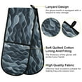 thumbnail image 4 of 35" x7" Double Oven Mitt Heat Resistant Oven Gloves Withstands Up to 200°C for Kitchen Baking & BBQ Navy Blue Waves, 4 of 6