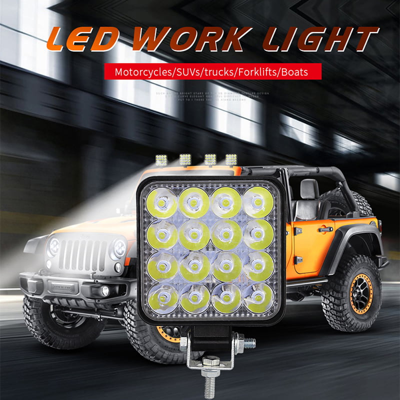 2X 16LED 48W LED Work Light Bar Off road Car Truck Tractor Boat Spot Flood Lamp
