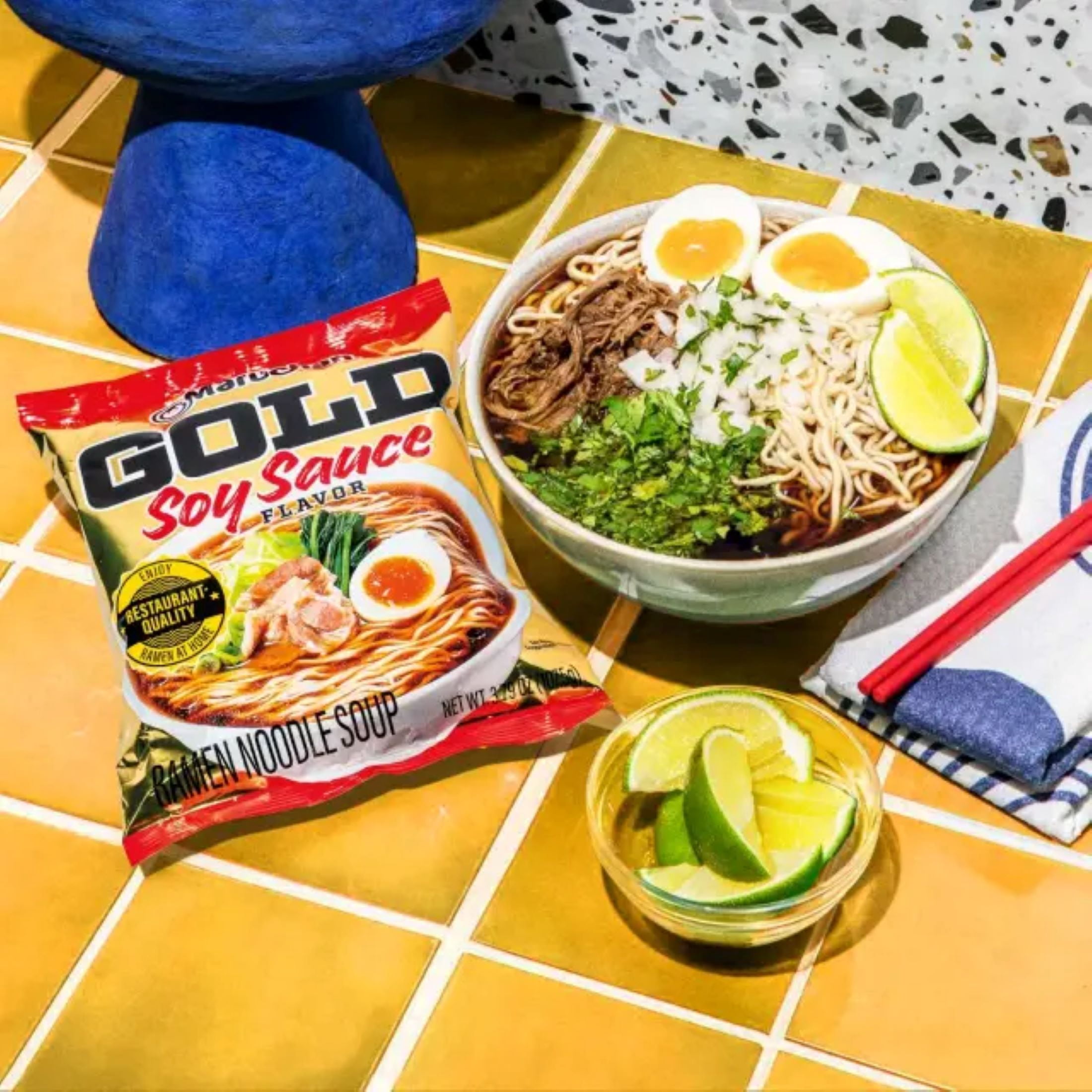 (5 pack) Maruchan GOLD Soy Sauce Flavor Ramen Noodle Soup, Instant Ready-to-Cook Noodles, 3.79 oz
