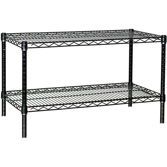 24" Deep x 42" Wide x 14" High 2 Tier Black Starter Shelving Unit