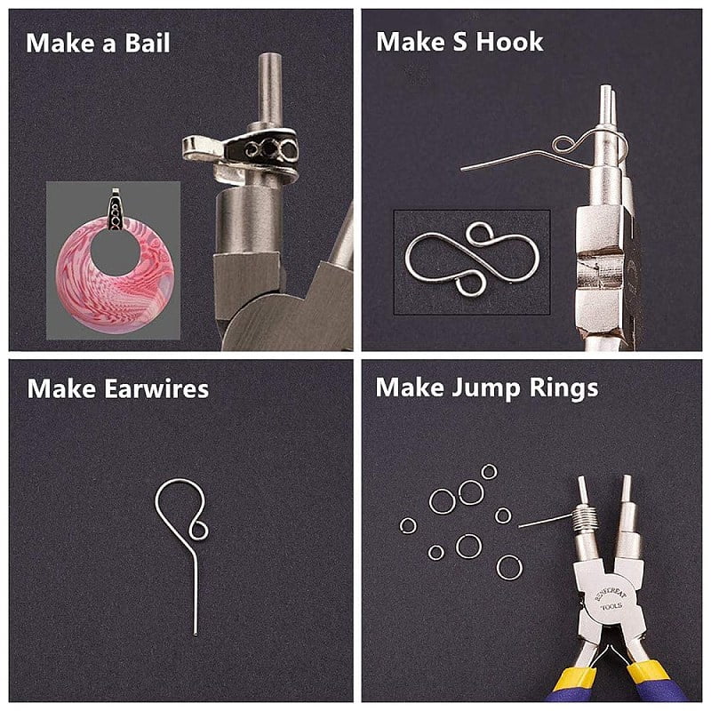 DIY Wire Wrapped Jewelry Making Kits Including Copper Wire and Carbon Steel Round Nose Pliers Golden 18 Gauge 1mm about 10m/roll 1roll/set