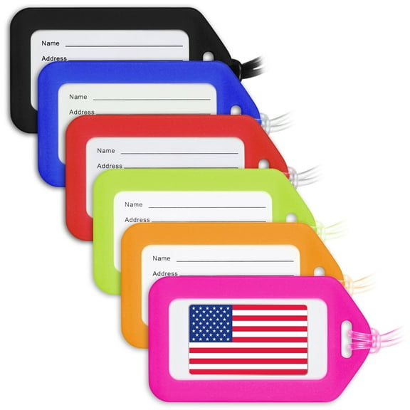 Mifflin Luggage Tags, Mixed Colors, 6 Pack