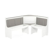 Linon Ardmore Wood Breakfast Nook Dining Set in White and Gray