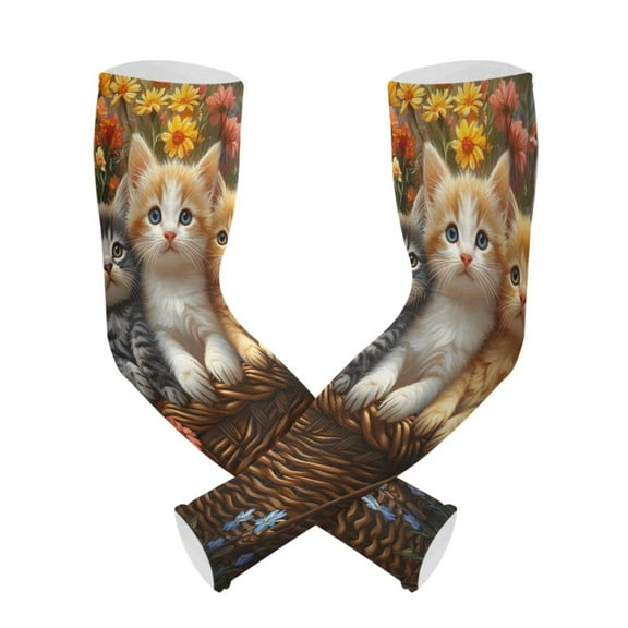 ALAZA Cute Cats UV Sun Protection Arm Sleeves UPF 50  Compression Cooling Sleeve 1 Pair