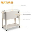thumbnail image 6 of 80Qt All-In-One Cooler Cart With Bottle Opener, Lower Storage Shelf and Cap Catcher, Outdoor Party Rolling Cooler With Lockable Wheels For Pool Side, Patio, Balcony, White(34.25 x 15.16 x 35.83)", 6 of 9