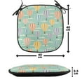 thumbnail image 4 of Vintage Chair Seating Cushion Set of 4, Colorful Retro Travel Balloons Texture Cloud Blue Sky Adventure Modern Art, Seat Pads with Anti-slip Backing, 16"x16", Blue Orange Purple, by Ambesonne, 4 of 7