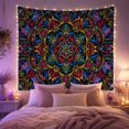 thumbnail image 2 of Floral Garden Mandala with Fills Characterized Stained Glass, Mystical Fantasy for Space Lovers, Galaxy Room Decor, Mother'S Day Gift, Tapestry Wall Hanging for Bedroom and Dorm, 2 of 7