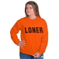 thumbnail image 3 of Loner Simple Anti Social Statement Unisex Plus Fleece Graphic Sweatshirt Brisco Brands 2X, 3 of 5