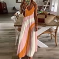 thumbnail image 4 of Abstract Wavy Pastel Orange Pink Sleeveless Dress Loose Women's Dress Dresses Luxury Evening Dresses, 4 of 9