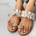 thumbnail image 4 of Women Flat Sandals,Sweet Cute Pearls Pineapple Sandals Clip Toe Flip Flops Boho Casual Flat Slippers Beach Shoes, 4 of 7