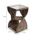 thumbnail image 4 of JONATHAN Y Suraya 14" Coastal Bohemian Handwoven Water Hyacinth Sculptural Twisted End Table with Glass Top and Storage Shelf, Brown, TBL2506B, 4 of 6