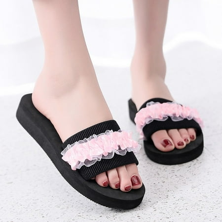 

Christmas Fashion Women Flowers Beach Breathable Shoes Sandals Home Slipper Flip Flops Flat Shoes