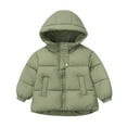 thumbnail image 2 of YHAJDS Kids Winter Coat Solid Color Short Length Thick Hooded Long Sleeve Casual Outerwear for 1-8 Years, 2 of 5