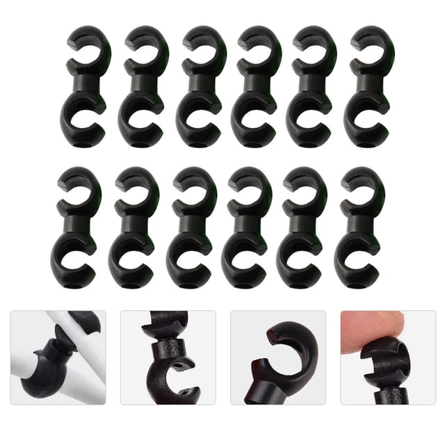 GOOHOCHY 12Ud Clips De Cable Para Reutilizables Con Gancho Giratorio Negro