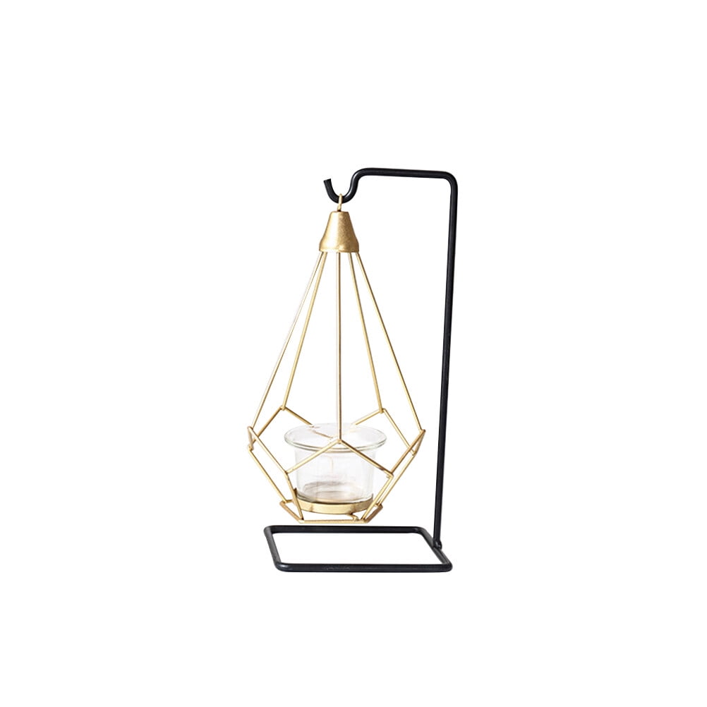 Modern Tea Light Holder Iron Frame With Suspended Cup Fashionable Metal Candle Holderstyle D 0584