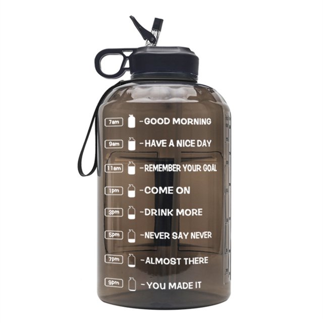 Sonducket Botella de agua motivacional de 3,78 l, marcador de tiempo, citas, jarra de entrenamiento de viaje de plástico con asa, accesorios, regalos Ropa Deportiva, Zapatos Negro Sonducket OD019765-01B