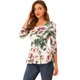 thumbnail image 1 of Camisa Peplum Estampada Con Cuello Redondo Y Mangas Largas De Leopardo Para Mujer Blanco rojo verde L, 1 of 6