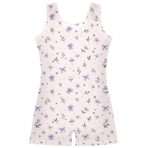 joogoo Floral Bows Pattern Girls Leotards Gymnastics Tumbling Outfit Biketard Unitard 5-6Years