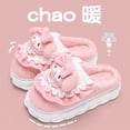thumbnail image 4 of Pantuflas de algodón Hello Kitty para mujer, pantuflas de invierno de Sanrio cálidas de algodón con suela gruesa, forradas con vellón, antideslizantes, para interiores y hogares, 4 of 5