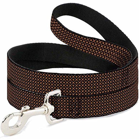 buckle-down pet leash - bone & paw monogram brown orange