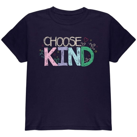 Anti-Bully Choose Kind Sketch Youth T Shirt Navy YXL