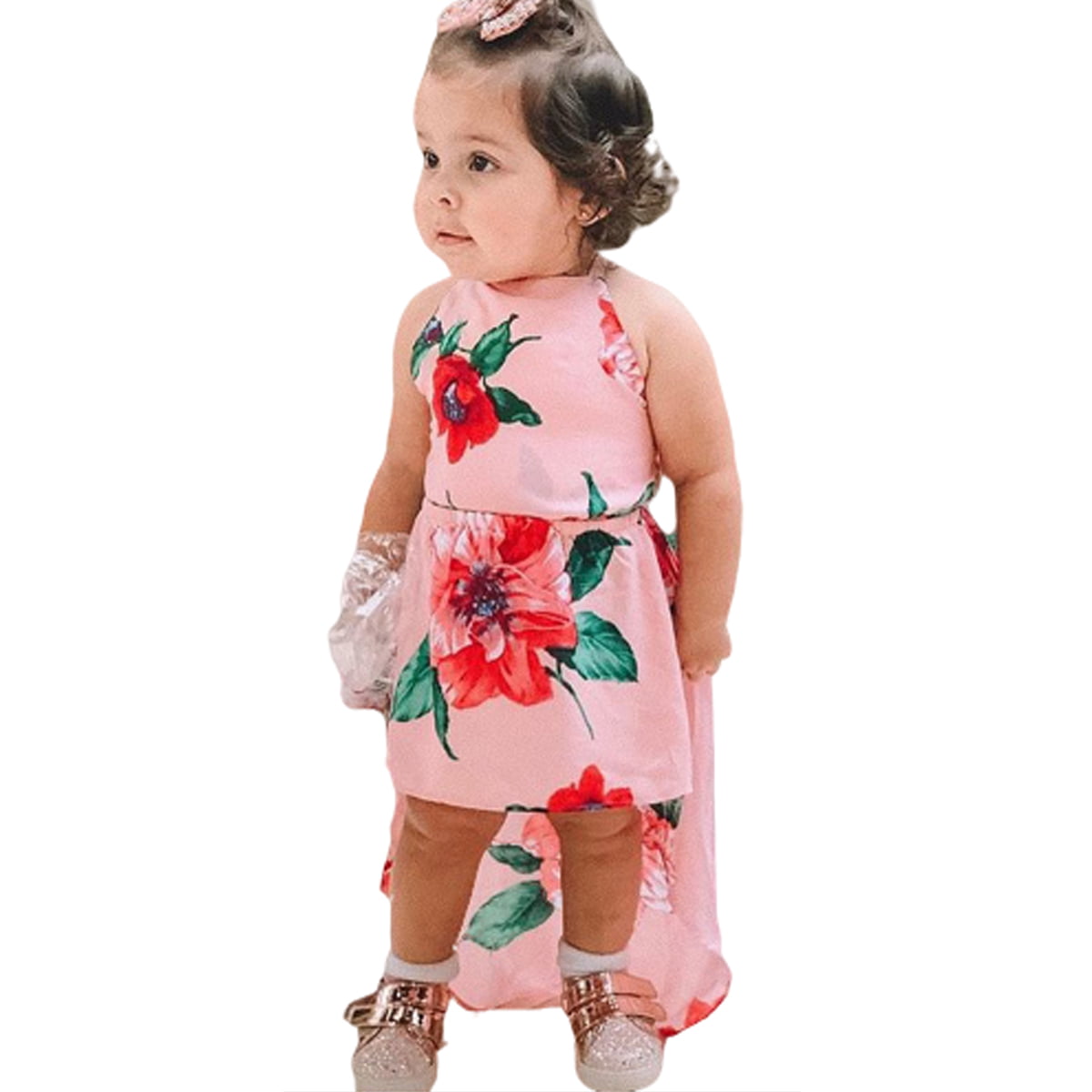 Kid Baby Girl Summer Dress Sunflower Backless Party Pageant Dress Casual Clothes