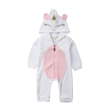 

Hirigin Newborn Baby Girl 3D Unicorn Flannel Romper Jumpsuit Bodysuit Outfit