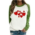 thumbnail image 1 of Pompotops Chandail T-Shirt pour Femme à Col Rond Décontracté à Manches Longues avec Imprimé et Coutures Love, 1 of 4