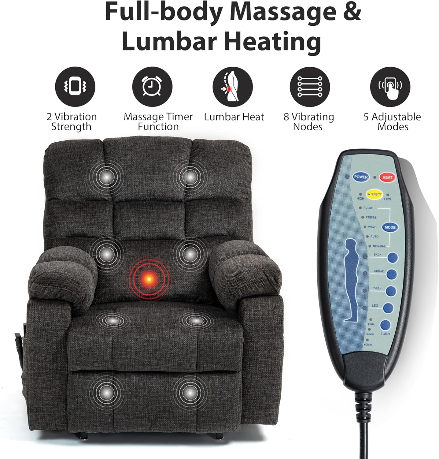 Oversized Power Lift Recliner Big Man 400lbs, Extra Wide Recliner Chair with Lifts Vertically for Elderly, Features Cup Holder, Heat and Massage, Zero Gravity Lay Flat for Adults