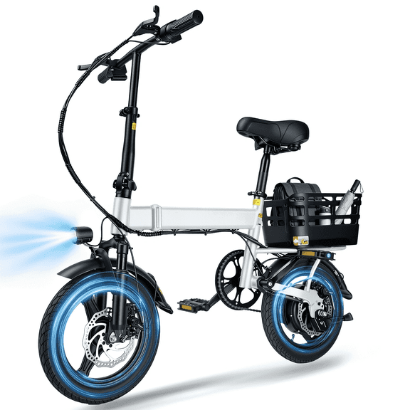 ELHIXNH 14" Foldable Commuter Electric Bike with Basket for Adults,500W Motor, 36V 12Ah Battery, 19.9 mph, 35 Miles Range, Suitable for Commuting, Shopping, or Trip UL 2849