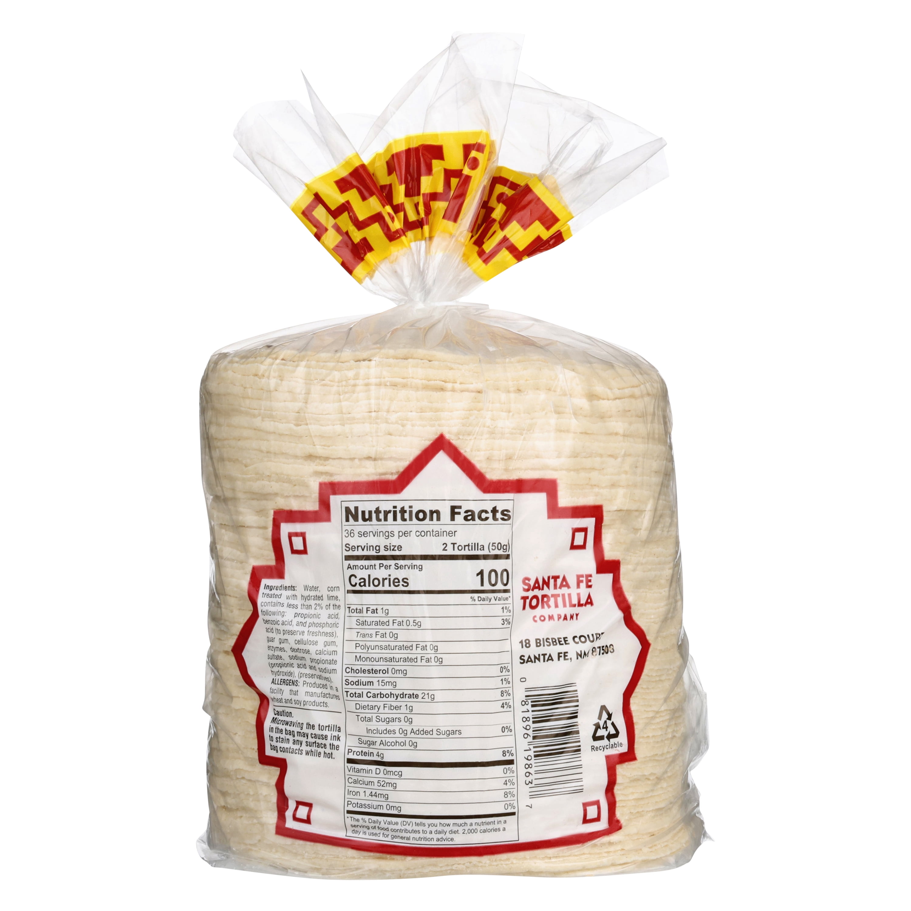 Santa Fe Tortilla Company Gluten-Free White Corn Tortillas, 72 Count (64 oz)