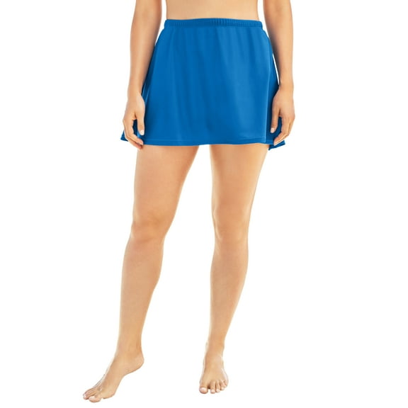 Swim 365 Women's Plus Size A-Line Swim Skirt With Built-In Tummy Control Brief