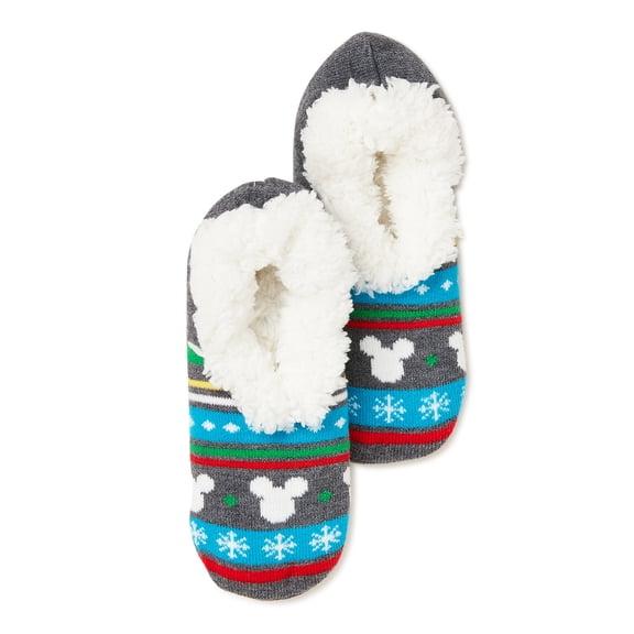 Mickey Mouse Women's Teddy Fur Holiday Slipper Socks, 1-Pack