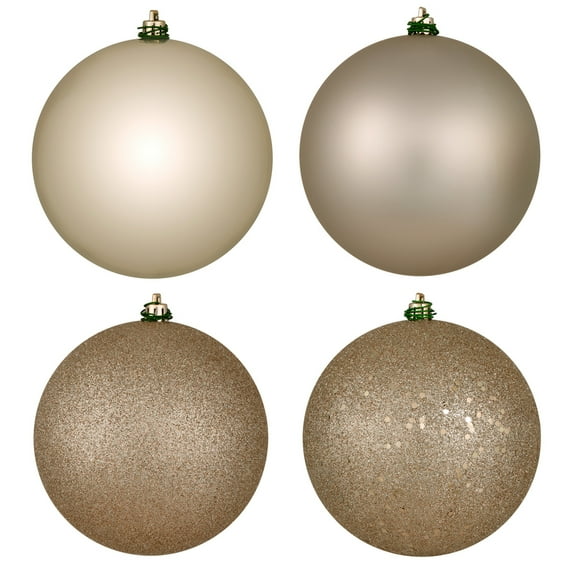 Vickerman 6" Oat 4-Finish Ball Ornament Assortment, 4 per Box