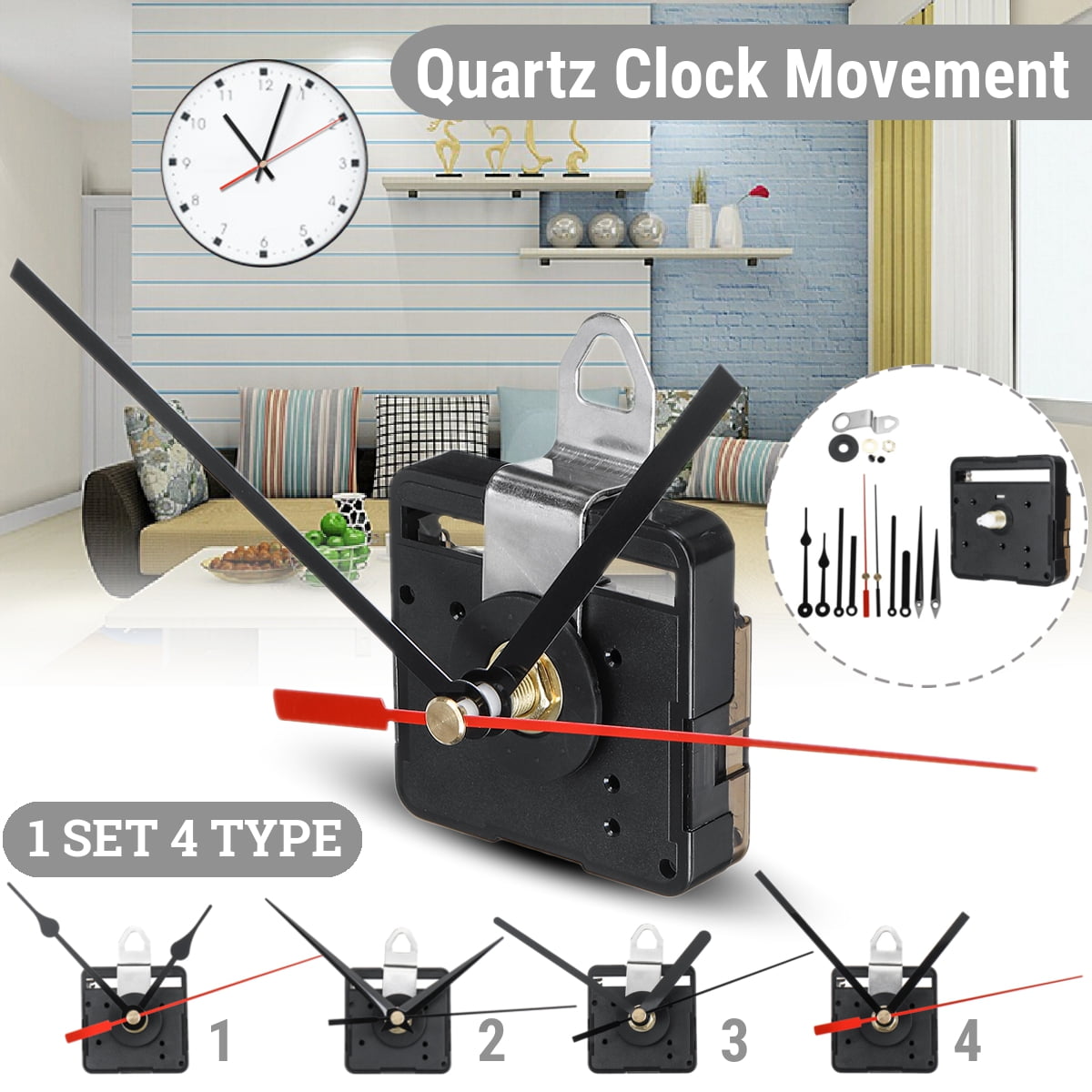 Simple Quartz Wall Clock Movement Mechanism Module Hands Repair Parts Kit DIY 