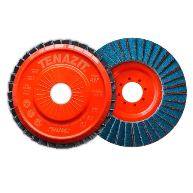 Disco Laminado Desbaste Tenazit 2218 4-1/2'' Grano 80 Abrasivo Zirconio Acero Esmeriladora Angular