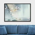 thumbnail image 2 of wall26 Framed Canvas Print Wall Art Chinese Watercolor Pink Magnolia Blossom Pond Nature Wilderness Illustrations Modern Rustic Scenic Colorful for Living Room, Bedroom, Office - 16"x24" Bl, 2 of 5