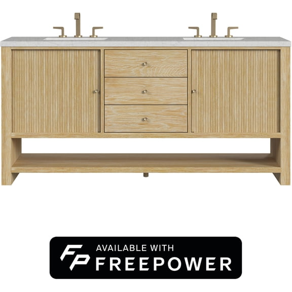 James Martin Vanities D404-V72-Fejp Marigot 72" Free Standing Double Basin Ash Wood Vanity