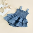 thumbnail image 3 of Baby Girl Romper Sleeveless Suspender Pleated Design Ruffle Hem Bottom Snap Button Cute Jumpsuit, 3 of 7
