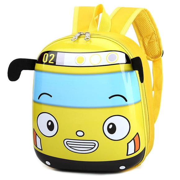 Peggybuy 3D Cartoon Bus Kindergarten School Bag Toddler Girls Boys Backpack (Yellow)