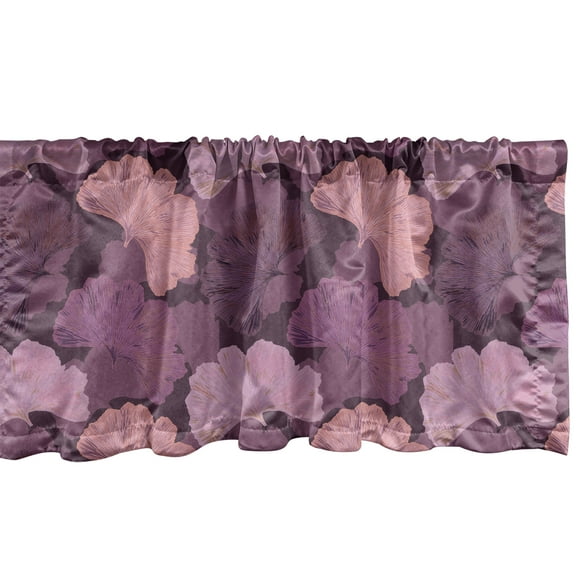Ambesonne Vintage Window Valance, Retro Ginkgo Biloba Leaves, 54" X 12", Eggplant and Multicolor