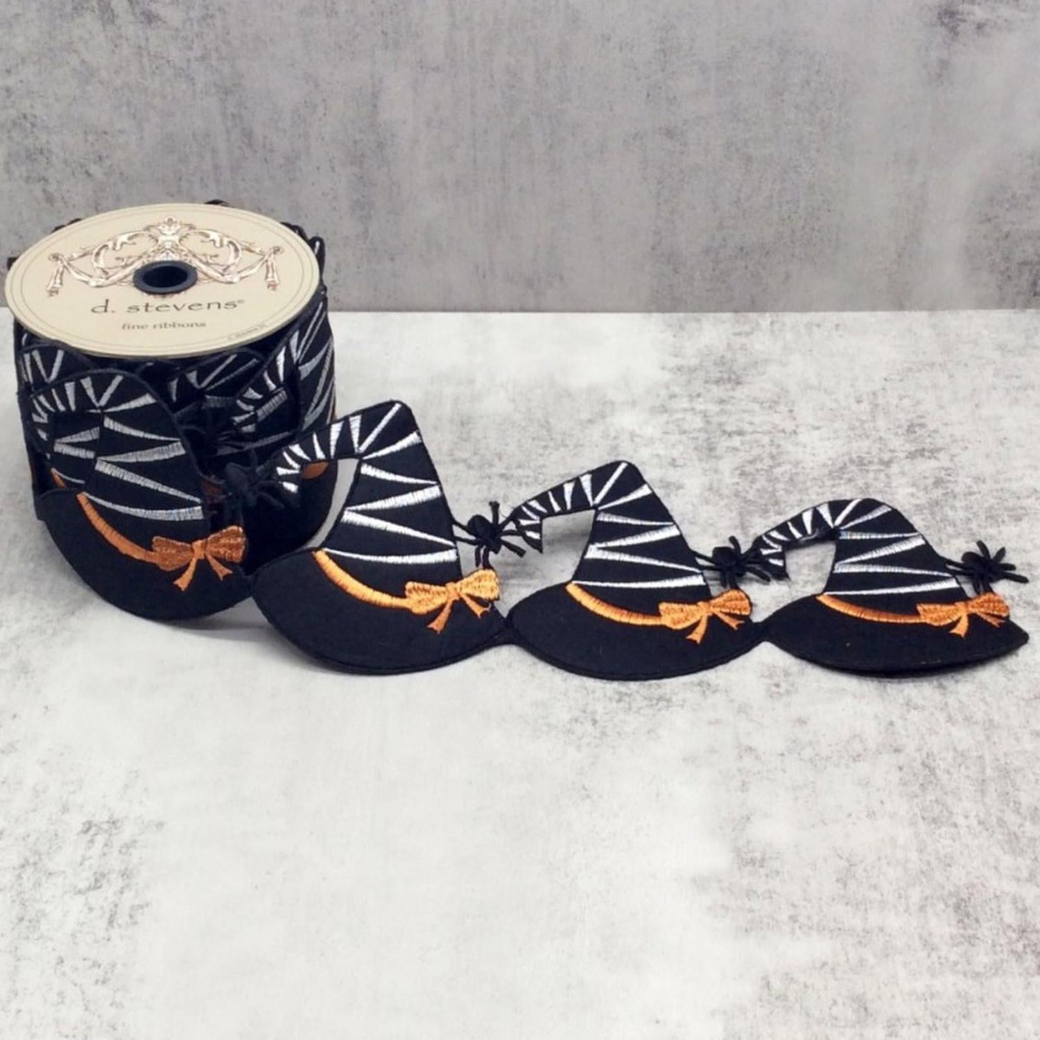 4" Witch Hat Garland Ribbon: Black (5 Yards)